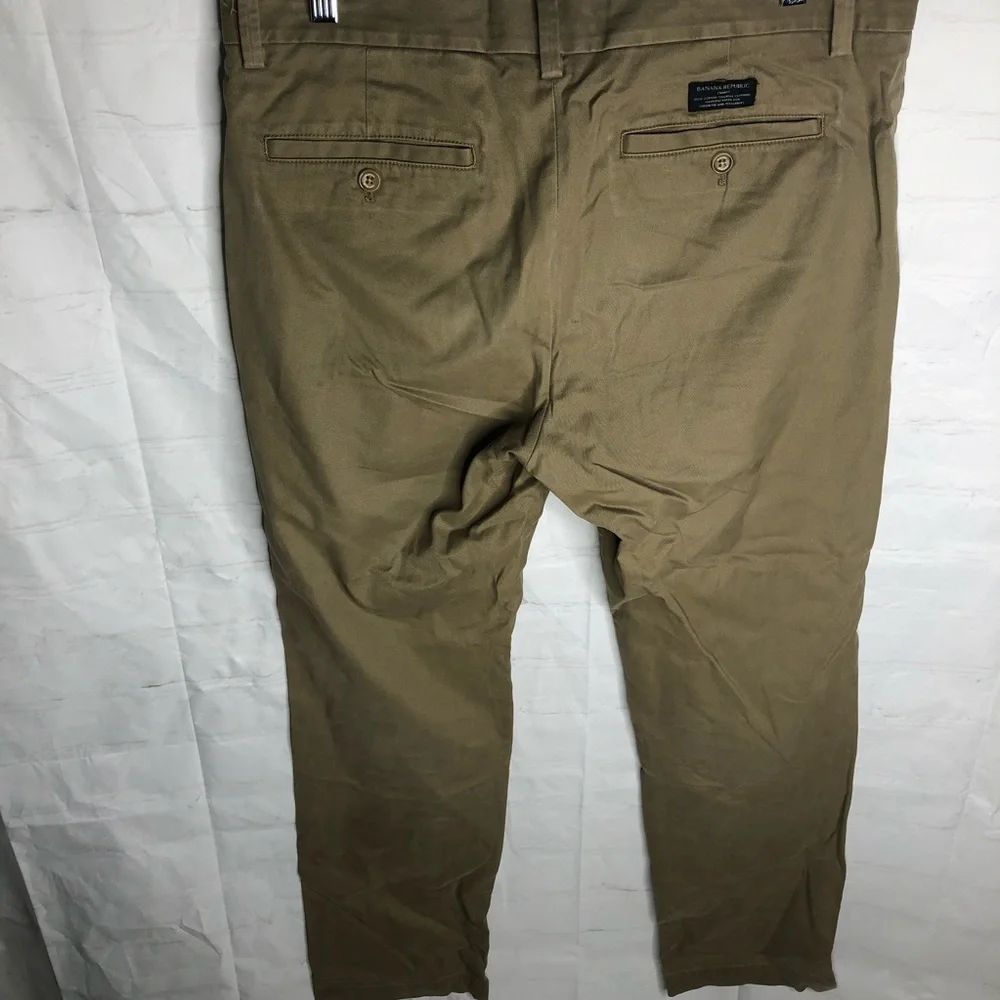 Banana Republic Pants Mens 33/34x32 Aiden Fit Chino Casual Flat Front Tan Khaki